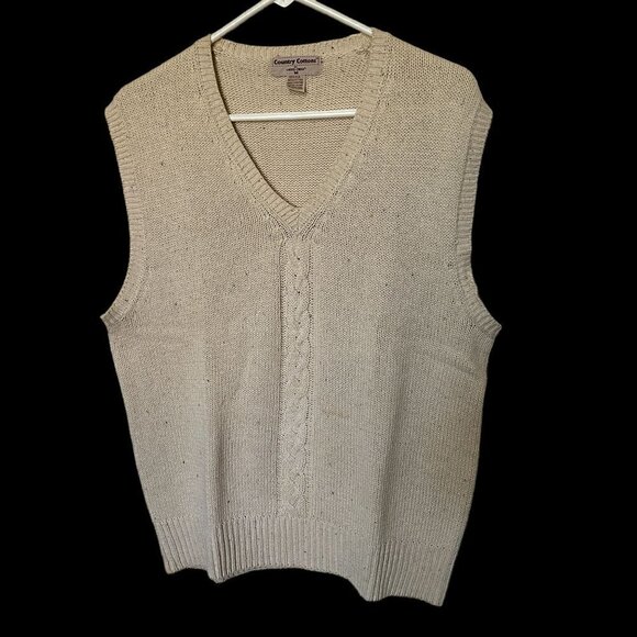 Country Cottons Cross Creek Men's Sweater Vest Cream Size M Silk Cotton Blend - Picture 1 of 8